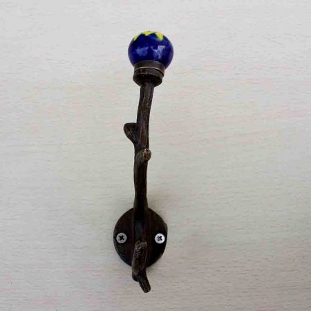 Navy Blue Yellow Floral Tree Hook-EHG-41